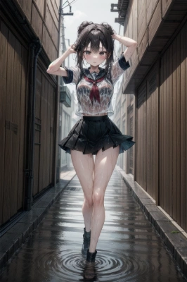 濡れた女子高生