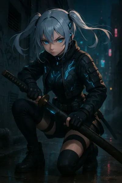 ネオン街の影に潜む剣士