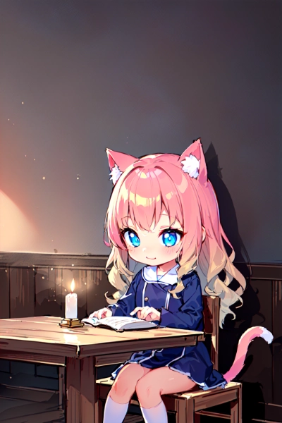 蝋燭の明かりで読書