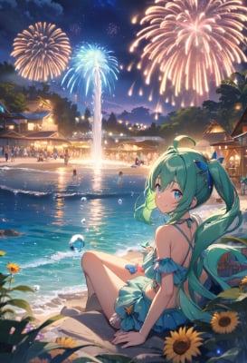 夜空を彩る緋牡丹
