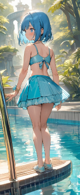 青髪さんの後ろ姿