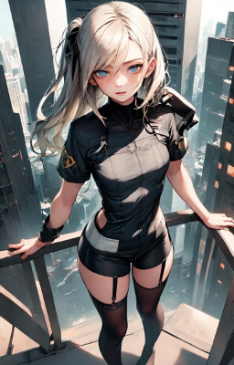 ビル群の金髪少女