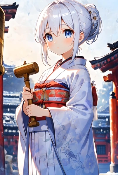 梵鐘撞木で除夜の鐘を撞く