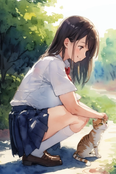 少女と猫