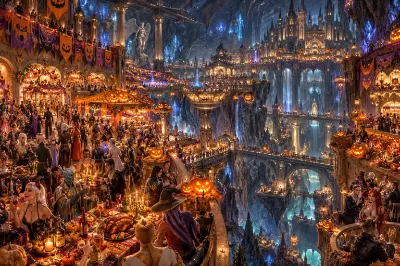 ダルフォルム大洞窟の地底城塞都市リゾートホテルなどの至る所でこの時期は収穫祭（”ハロウィン”）が祝われている様です。