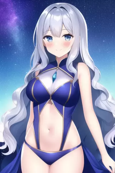 へそ出しアオザイの女の子と星空です