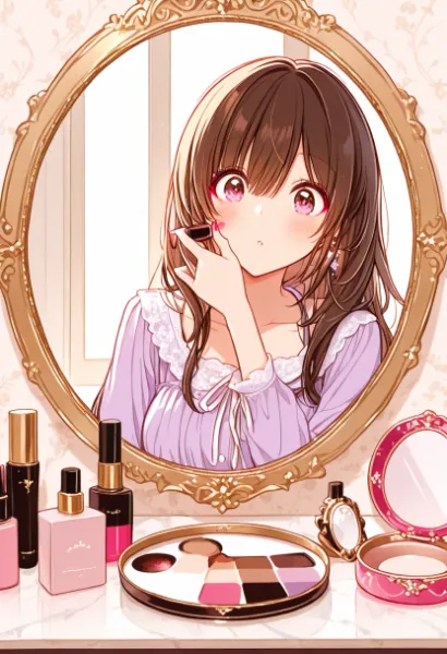 鏡の前で咲く秘密の微笑み