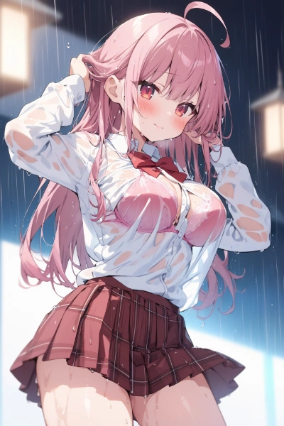 ピンクちゃんと青髪ちゃんの濡れ透け💕