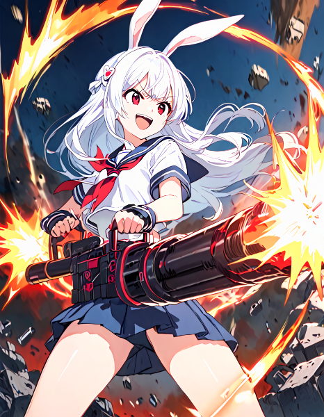 セーラー服なら機関銃だ！ガトリング・ラビット参上！