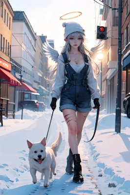 店長に犬の散歩を頼まれた元奴隷天使