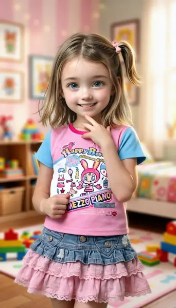 ツートンロゴTとレース付きデニムスカートのコーデ