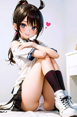 座る女の子