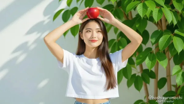 天空の果実【頭上のりんごと見上げる視線】 / Fruit of the Sky [Apples above and gazes looking up]