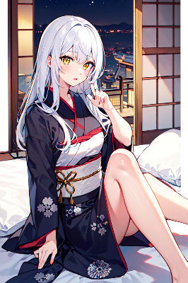 和風な白髪の少女