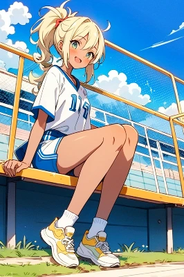 金髪ポニーテール