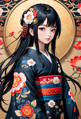 お題：黒髪（和風）