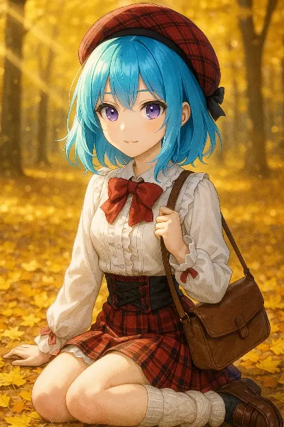 秋の森で紡ぐ青髪少女の物語