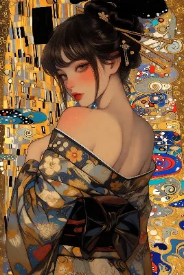 黄金の着物に包まれた美女