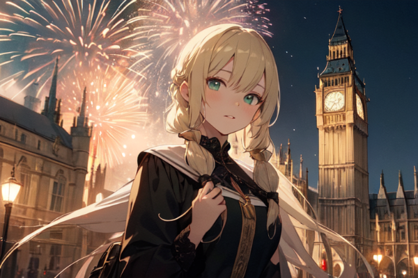 フロリアン「ロンドンでも花火するんですよ」クラレッタ「いい季節ですよね〜」