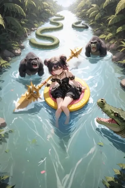 ボタンのボートで川下り