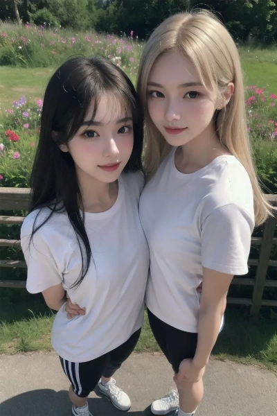 公園で佇む仲良し少女