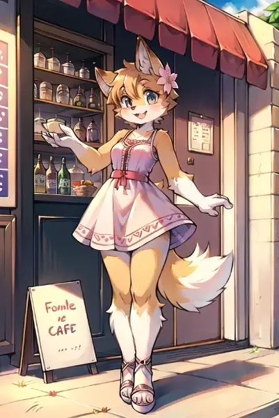 オープンカフェの看板娘