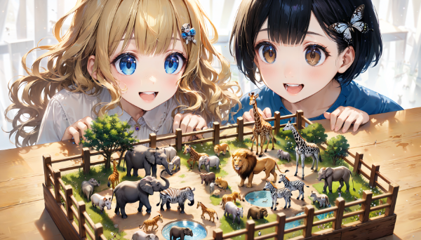 黒髪＆ブロンド・卓上サファリパーク