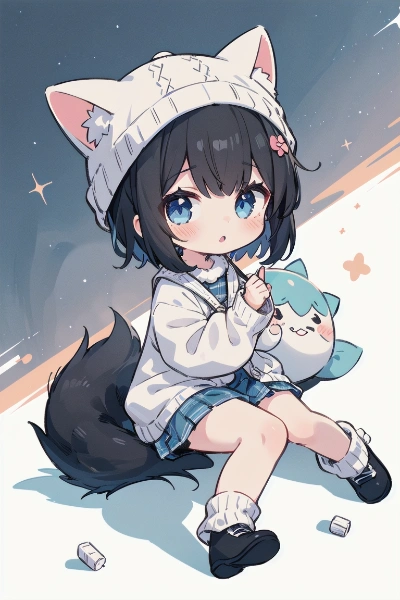 ニット帽なおおかみ娘