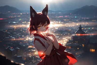夕日の中、笑う君