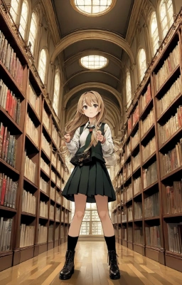 図書館にて