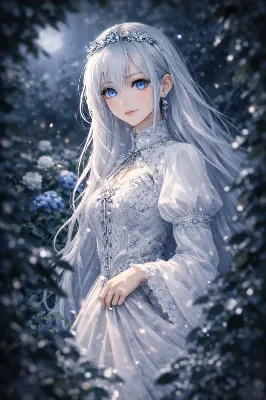 月夜の森に現れた銀髪の姫