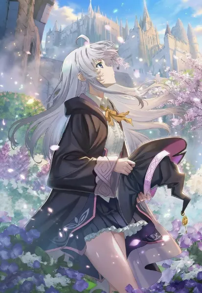 美しい庭園で見上げるイレイナの横顔です