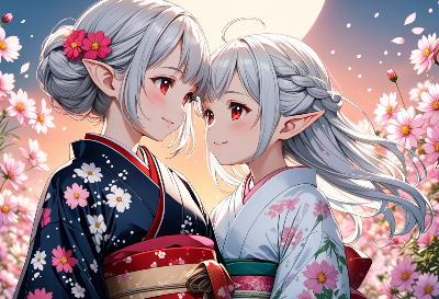 月夜に寄り添う銀髪の双子