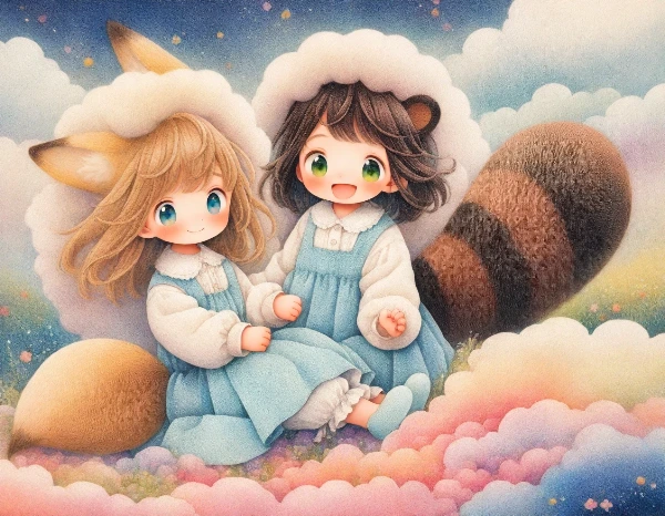 コン子とポン子・ふわふわの雲