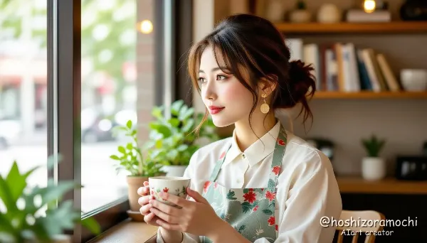 穏やかなお団子ヘア店員の午後 - A calm afternoon for a saleswoman with a bun hairstyle