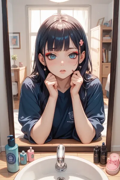 メイクをしている女子高生