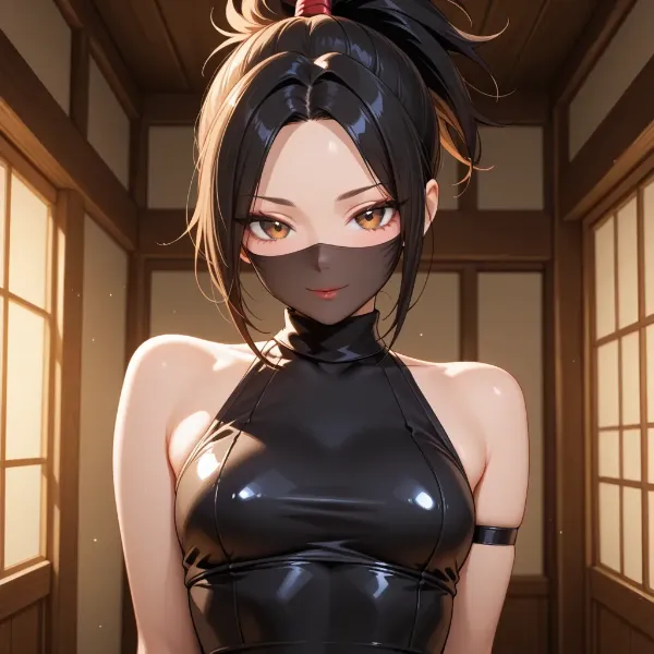 影に潜む黒髪の忍者