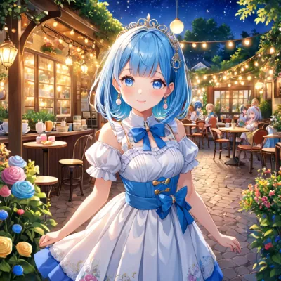夜のレストランにて