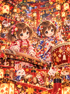 紅葉舞う神楽の夜に