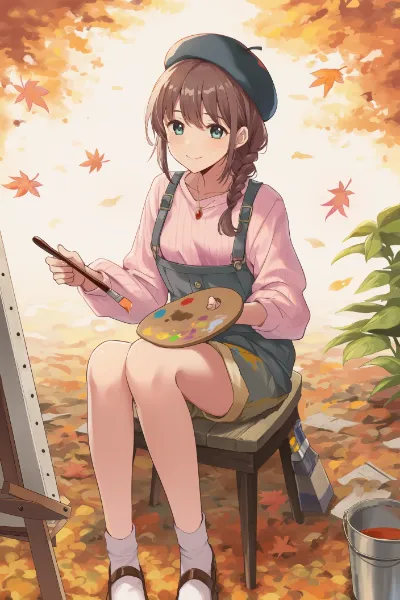 紅葉の森で描く少女の夢想