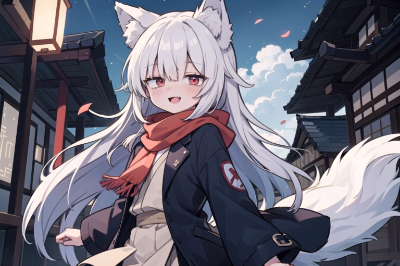 狼耳　秋服　屋外