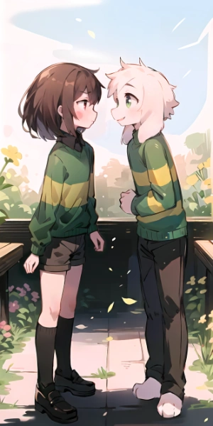 Asriel looks into Chara\'s face