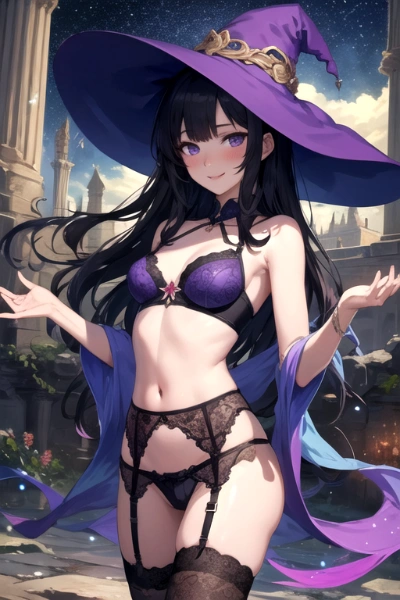 露出高めの魔女さん