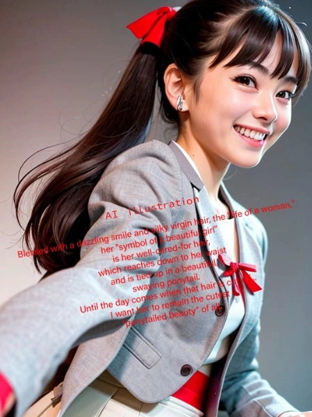 笑顔のポニーテール美少女