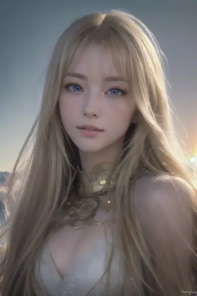 絶景に佇む金色の髪の少女