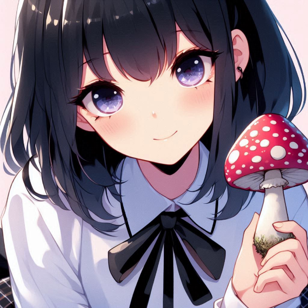 ベニテングダケを持っている女の子