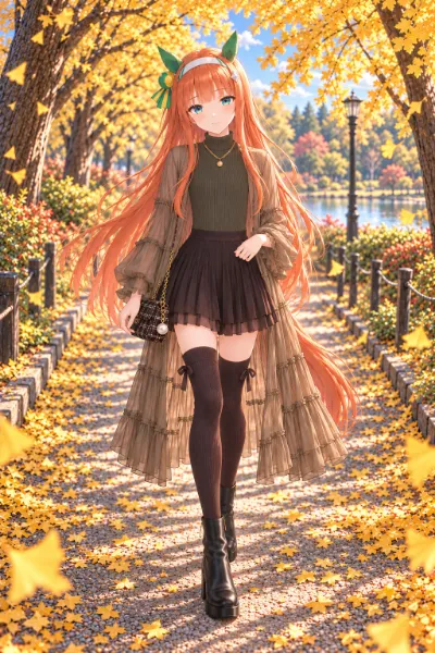 秋コーデのスズカ