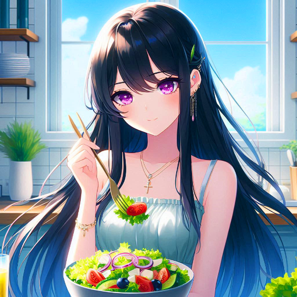 サラダと、黒髪ロング少女＊(6枚)