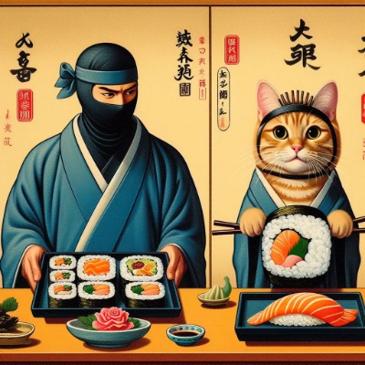 寿司忍者と猫