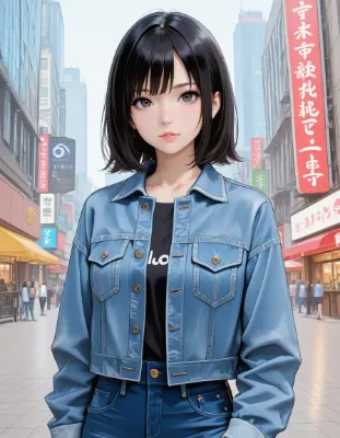 都会の風を纏うデニムガール